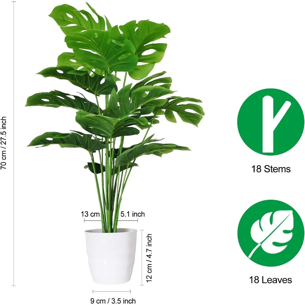 Set of 2 Artificial Monstera Deliciosa Plants