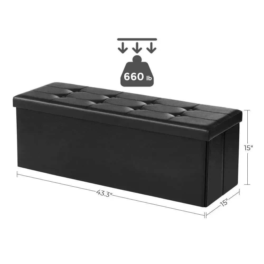 Storage Ottoman Bench Leather Footstool