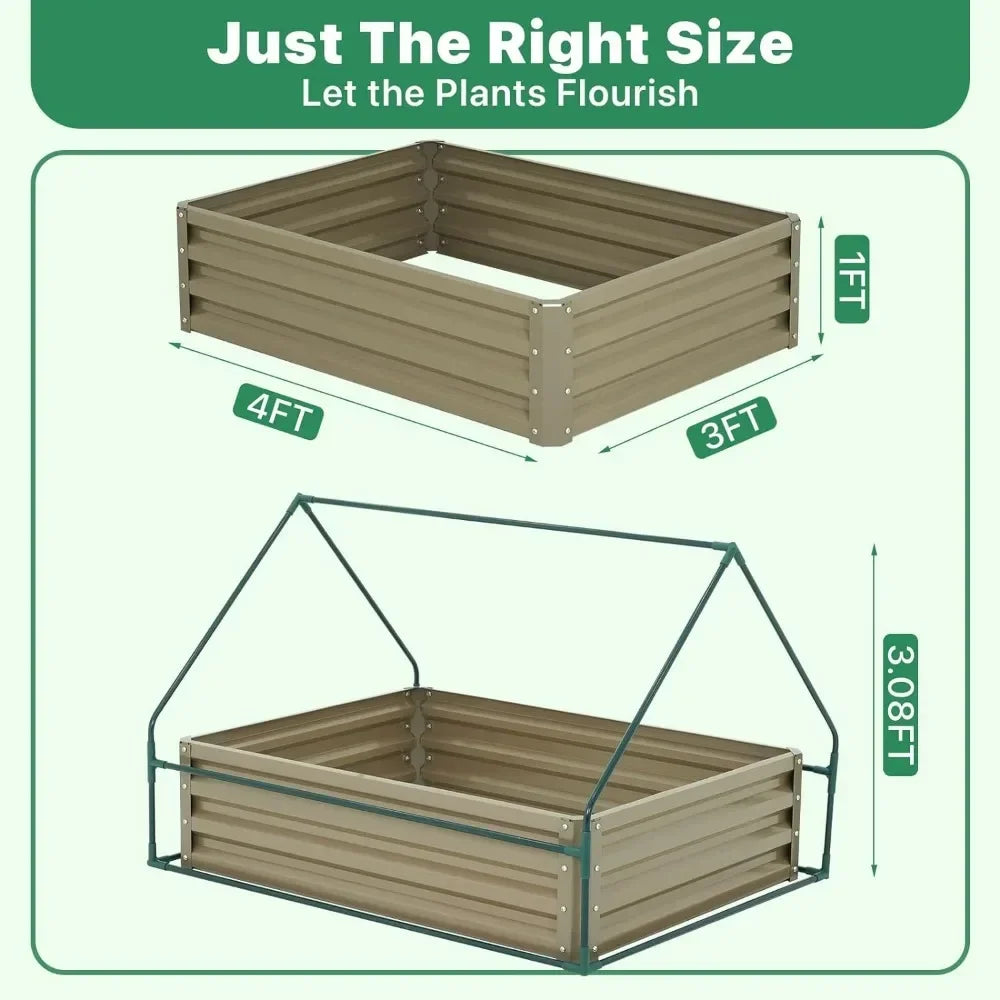 Metal Raised Garden Bed with Greenhouse