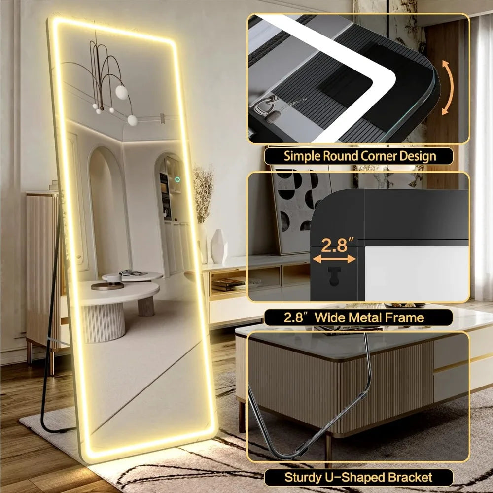 65"x22" Full Length Floor Mirror LED