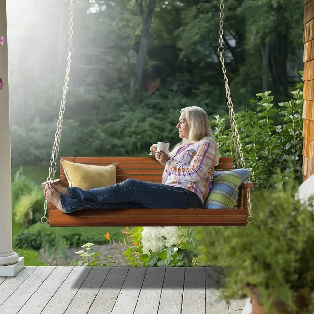 Upgraded Patio Wooden Porch Swing for Courtyard