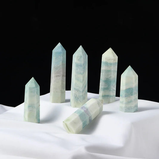 Blue Carribean Calcite Crystal Point Wand Quartz Obelisk - Serenity Syngery Shop 