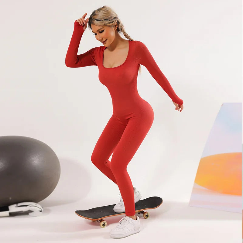 Yoga Jumpsuits Workout Long Sleeve Sportswear Gym Set