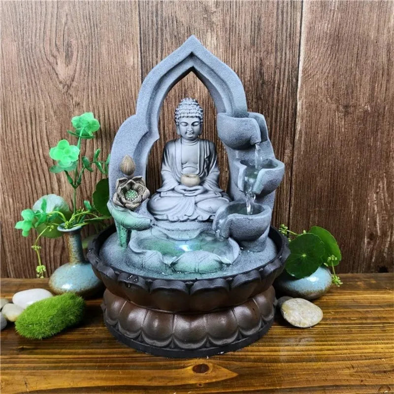 Buddha Tabletop Waterfall Fountain Meditation Relaxing Indoor Decoration