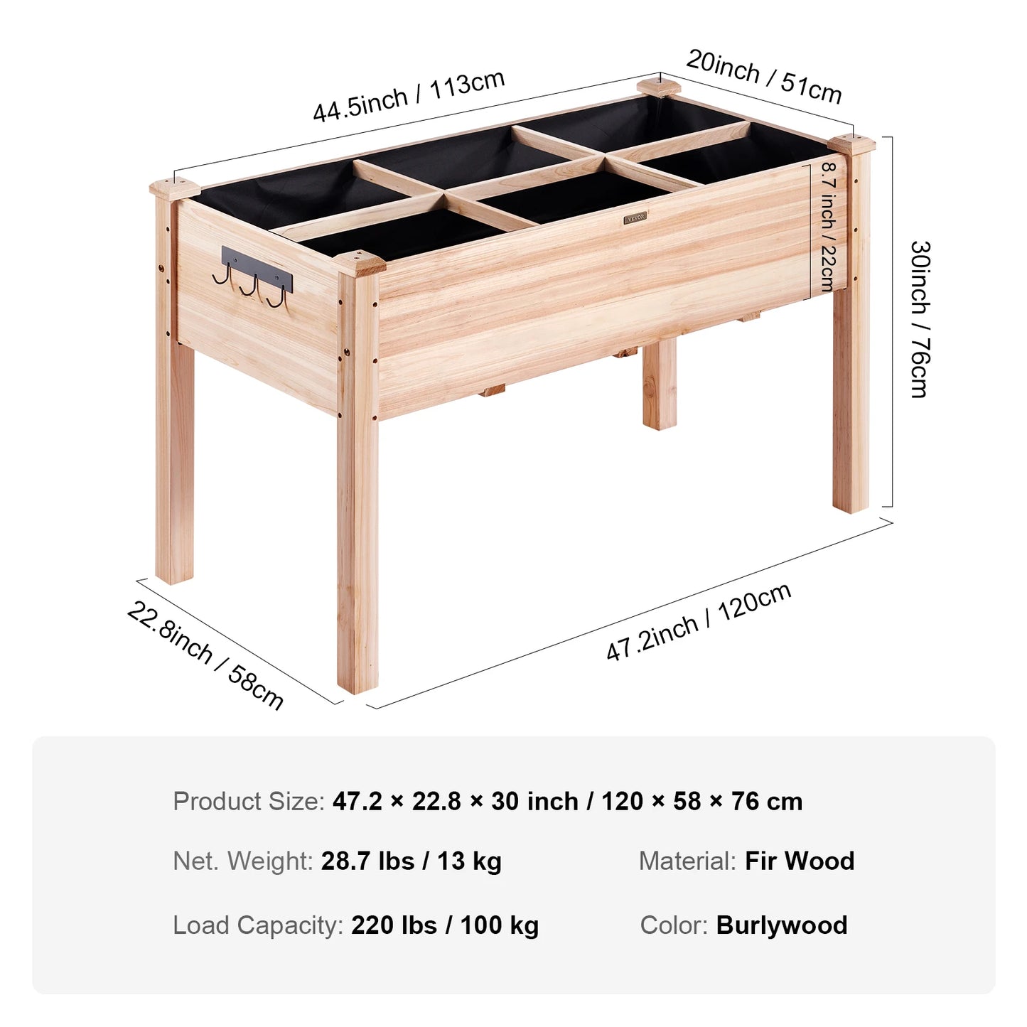 Wooden Raised Garden Bed Planter Box Elevated/Floor