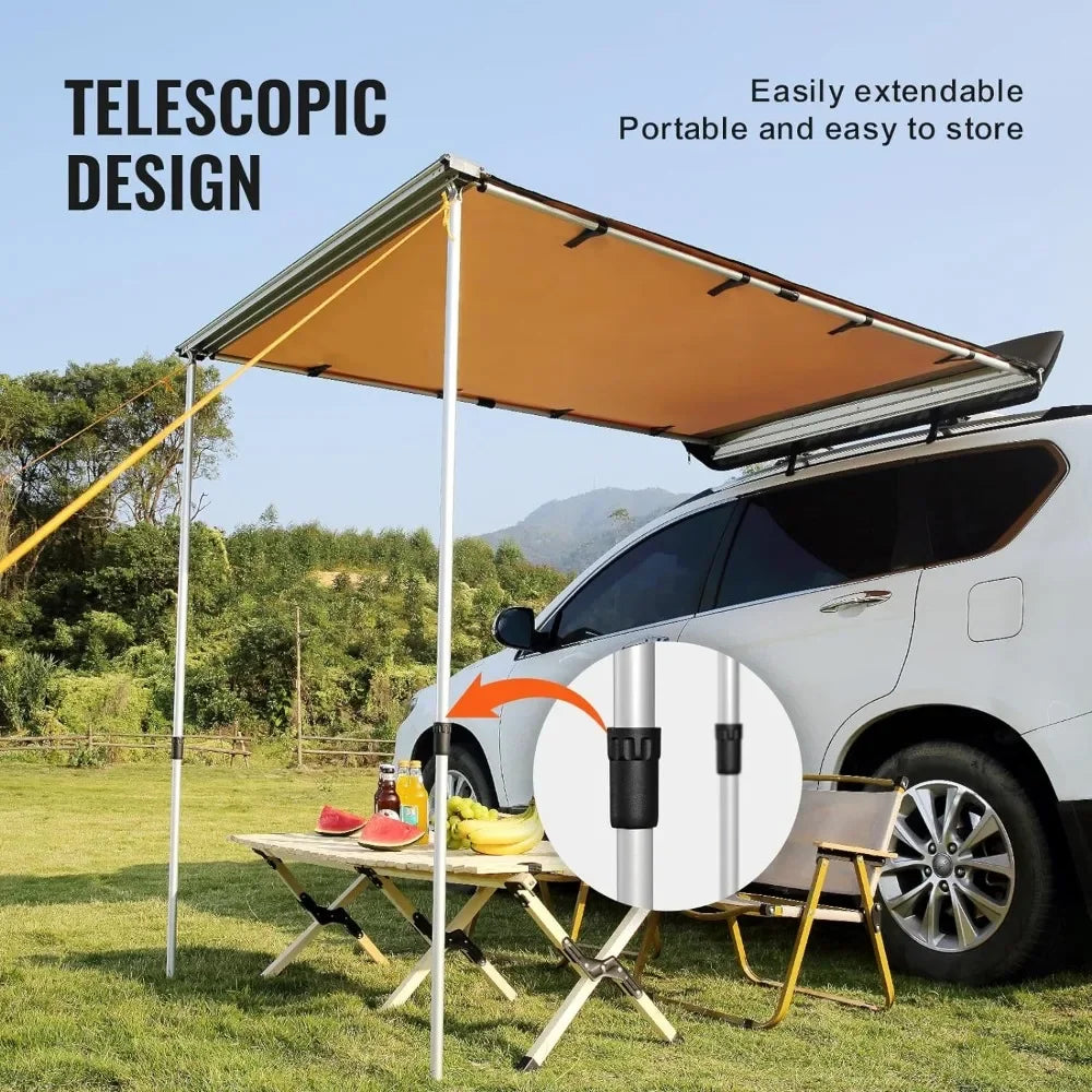 Retractable Car Side Awning With Waterproof Storage Bag