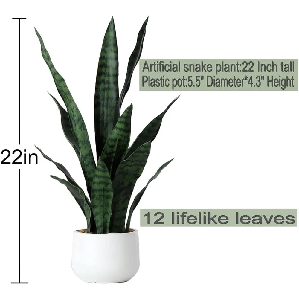 Artificial Snake Plant 22 Inch Fake Sansevieria