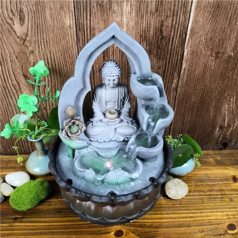 Buddha Tabletop Waterfall Fountain Meditation Relaxing Indoor Decoration