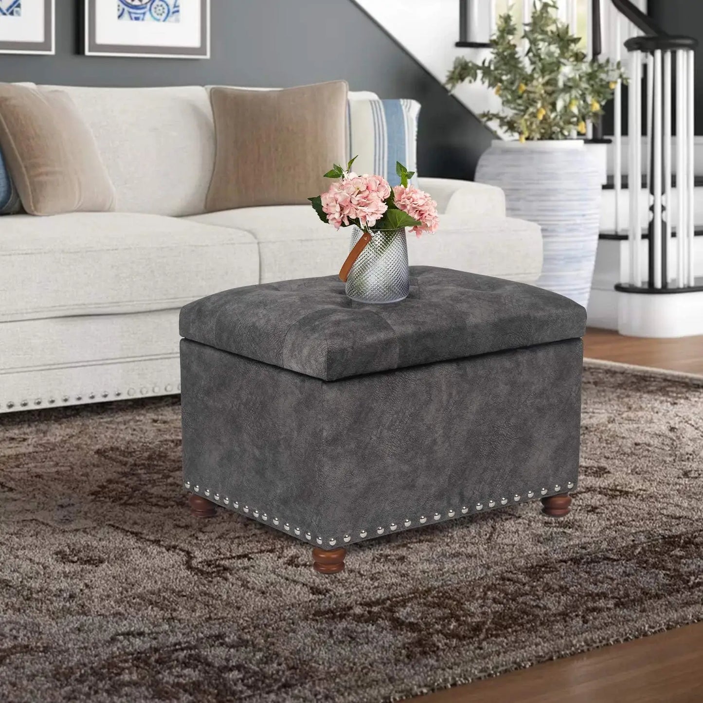 Rectangle Lift Top Storage Ottoman Bench