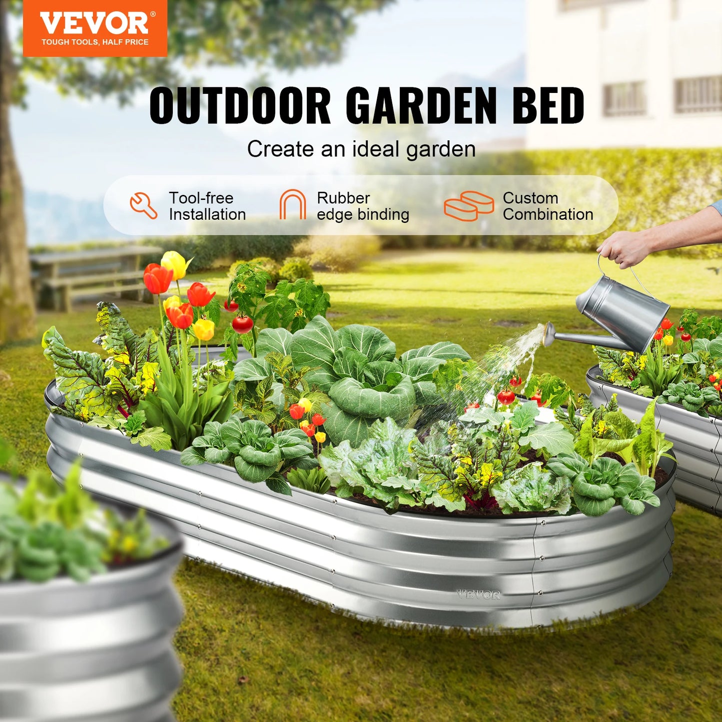 Large Metal Raised Planter Box Garden Beds