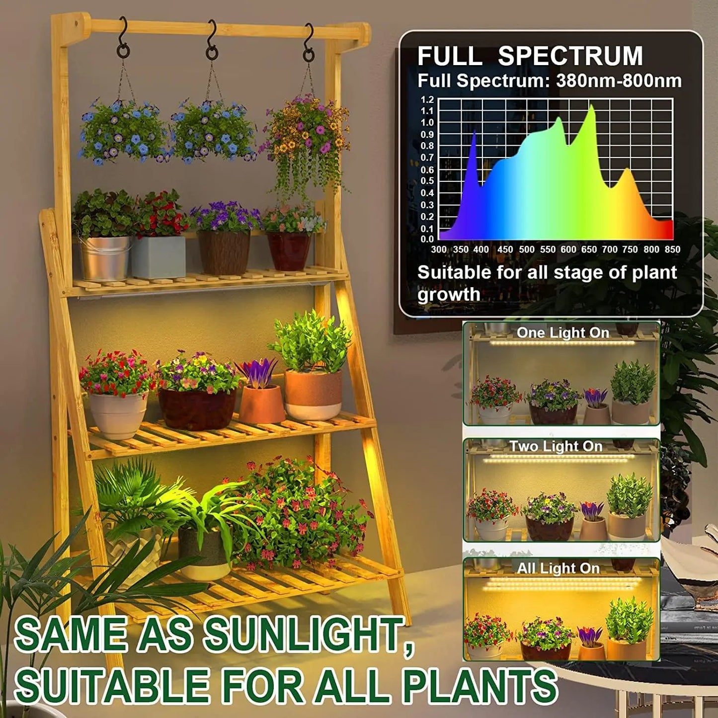 Plant Stand with Grow Lights Indoor Corner - Serenity Syngery Shop 