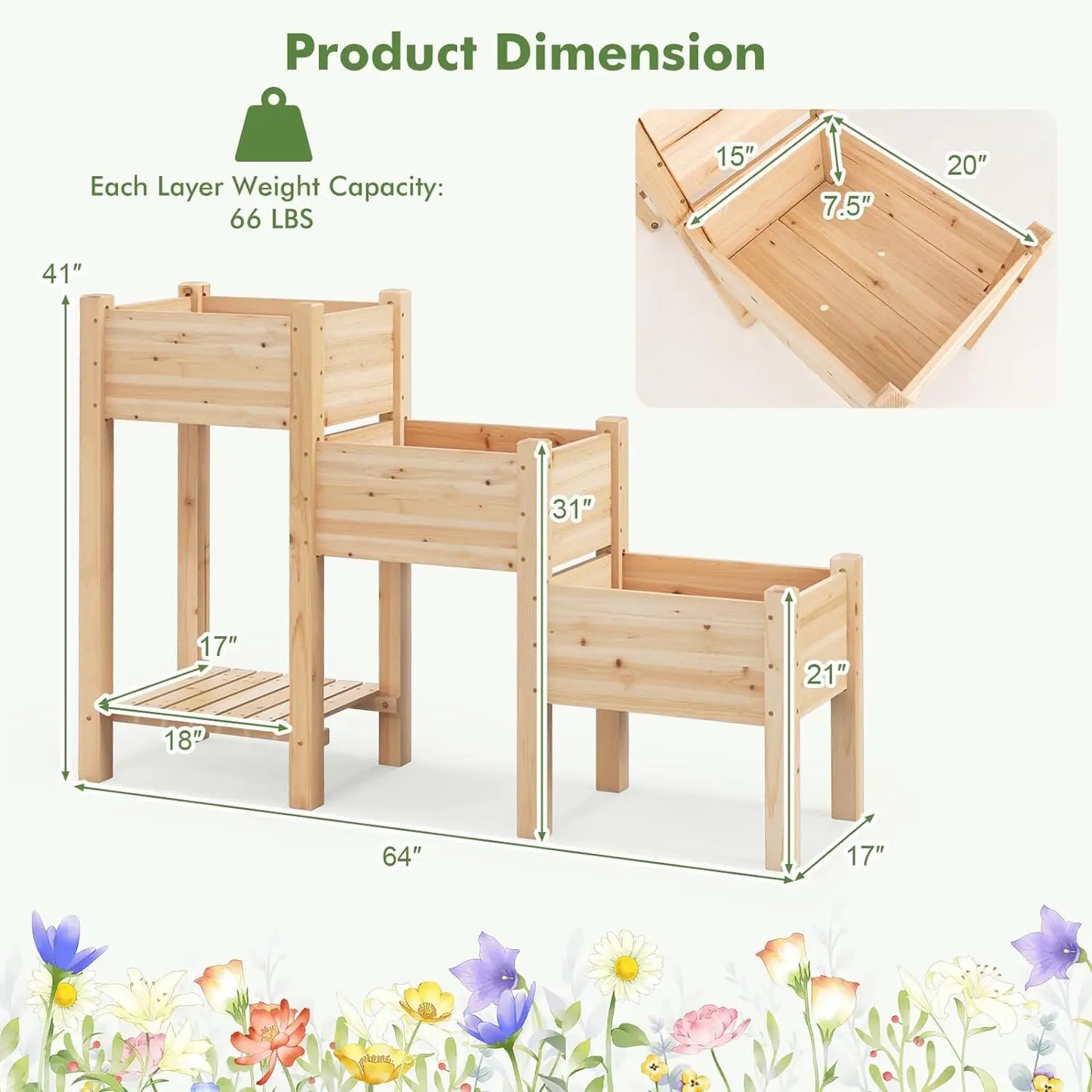 Comfort corner  3-Tier Wooden Raised Garden Bed