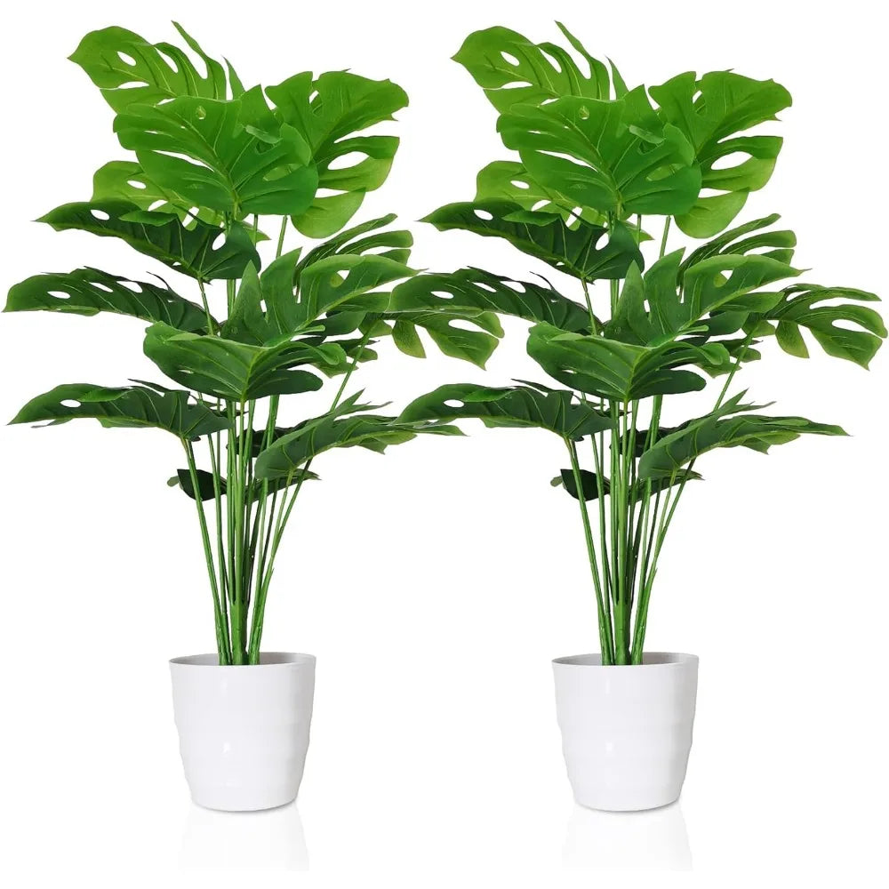 Set of 2 Artificial Monstera Deliciosa Plants